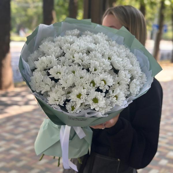  Букет из кустовых хризантем  "Подводный жемчуг"